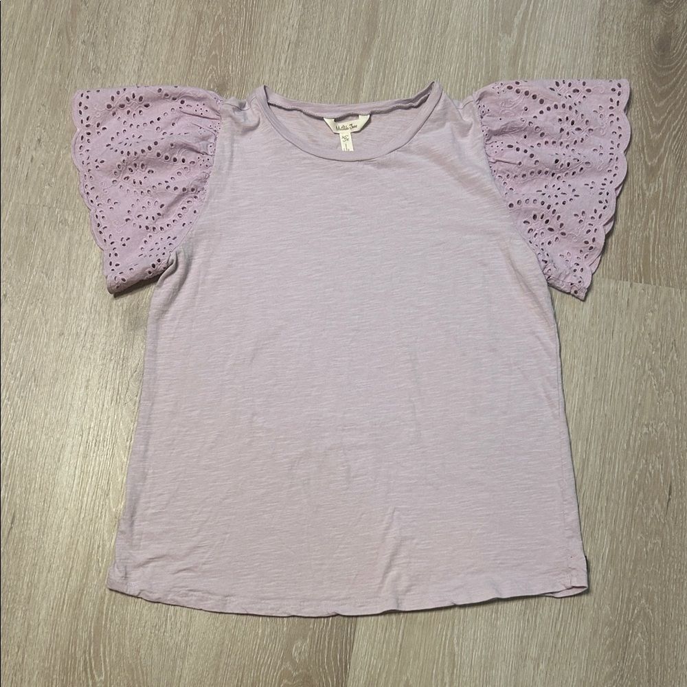 Matilda Jane Enchanted Garden Lilac Garden Eyelet Tee Size Medium